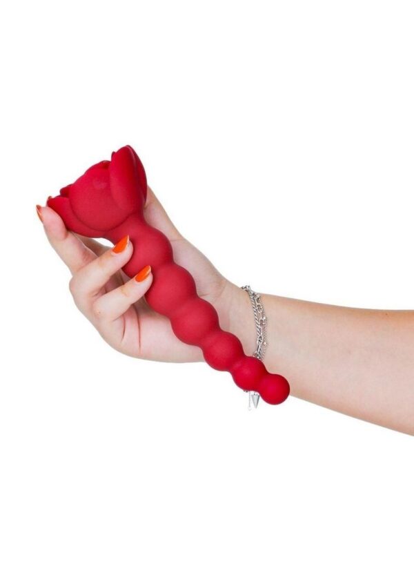 Lux Active Champion Rose Rechargeable Silicone Beaded Anal Probe with Bonus Bullet - Red - Image 3