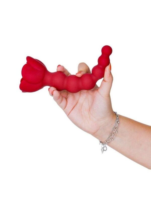Lux Active Champion Rose Rechargeable Silicone Beaded Anal Probe with Bonus Bullet - Red - Image 4