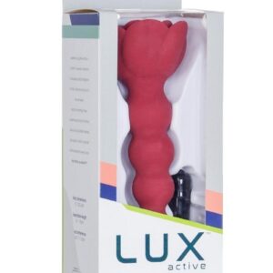 Lux Active Champion Rose Rechargeable Silicone Beaded Anal Probe with Bonus Bullet - Red
