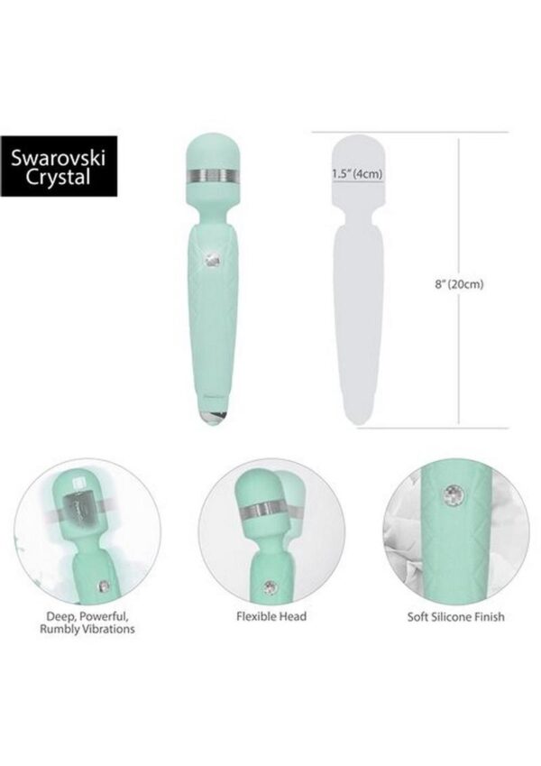 Pillow Talk Cheeky Silicone Rechargeable Wand Massager - Teal - Image 4