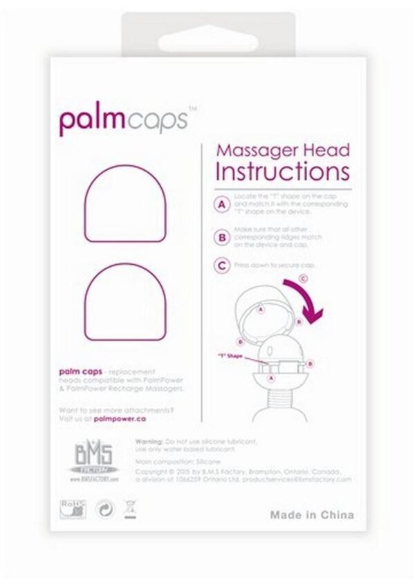 PalmCaps Silicone Massager Heads Attachment (2 Per Pack)- Pink - Image 2
