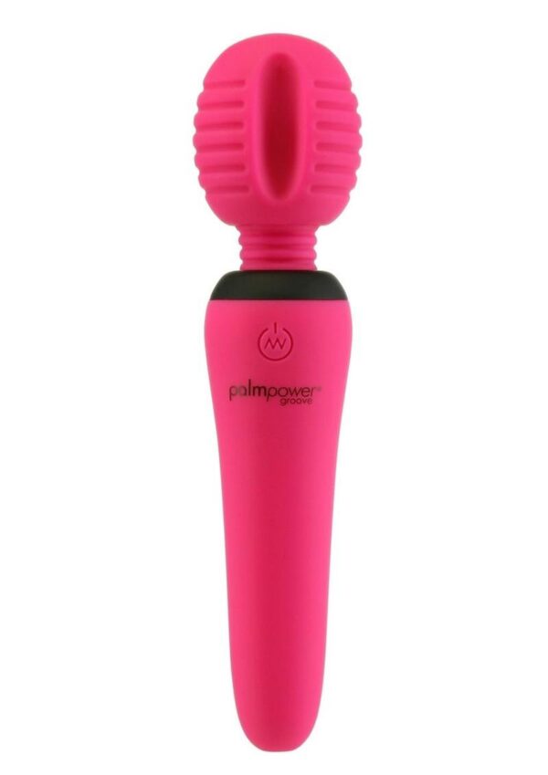 PalmPower Groove Mini Wand Rechargeable Silicone Massage Wand - Fuchsia - Image 2