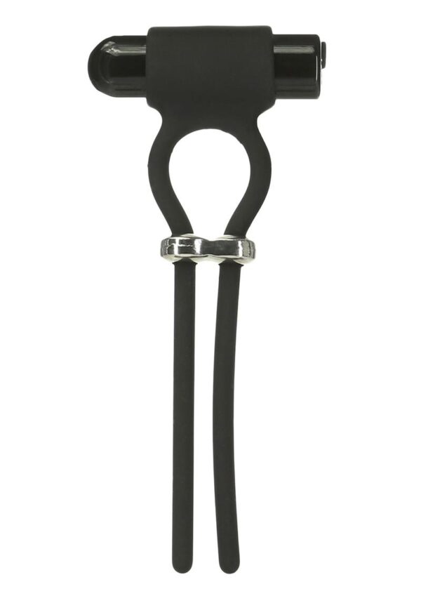PowerBullet Bolo Bullet Silicone Rechargeable Cock Tie - Black/Silver - Image 2