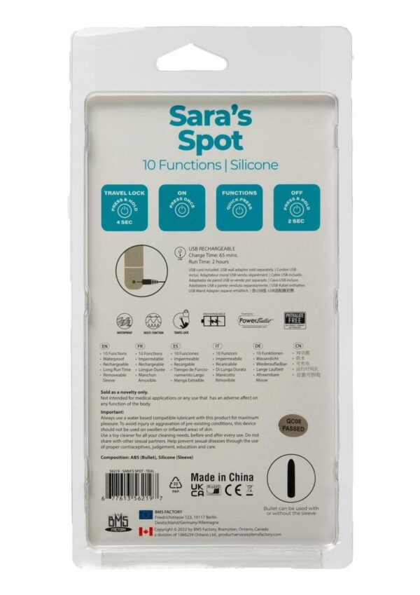 PowerBullet Sara`s Spot 10 Function Rechargeable Silicone Vibrating Bullet - Teal - Image 4