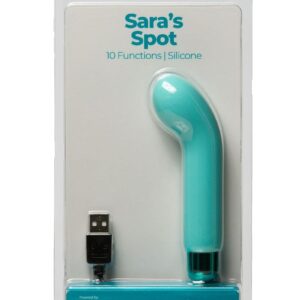 PowerBullet Sara`s Spot 10 Function Rechargeable Silicone Vibrating Bullet - Teal