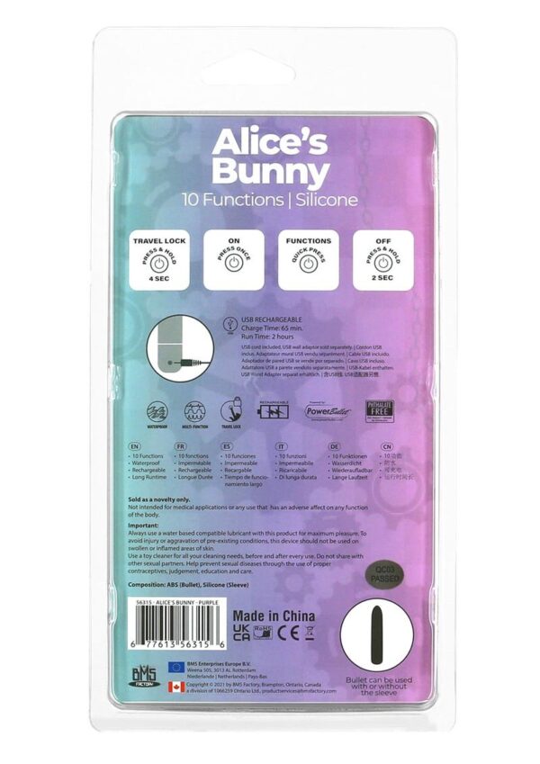 PowerBullet Alice`s Bunny Silicone Rechargeable Rabbit - Purple - Image 4