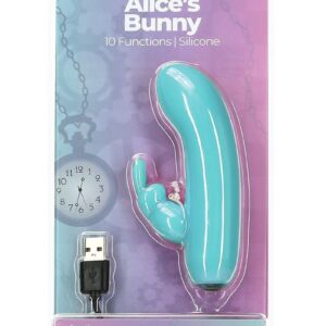 PowerBullet Alice`s Bunny Silicone Rechargeable Rabbit Vibrator- Teal