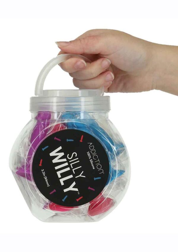 Addiction Silly Willy Silicone Mini Dongs 3.3in - Assorted Colors (12 Per Bowl) - Image 3