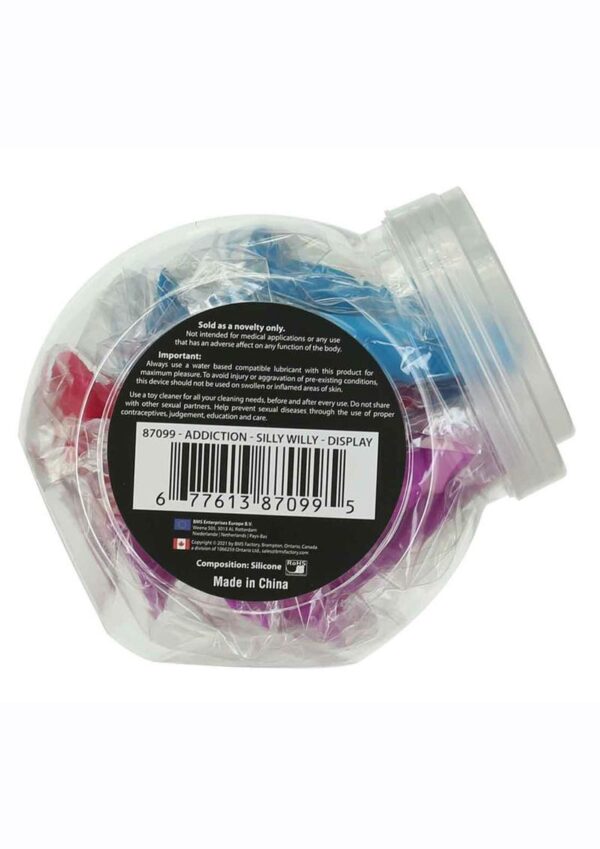 Addiction Silly Willy Silicone Mini Dongs 3.3in - Assorted Colors (12 Per Bowl) - Image 4