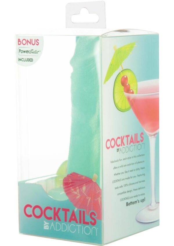 Addiction Cocktails Vibrating Silicone Dildo 5.5in - Mint Mojito - Image 4