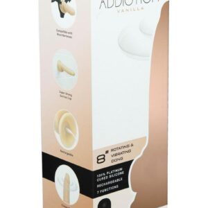 Naked Addiction Silicone Rechargeable Vibrating and Rotating Dildo 8in - Vanilla