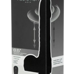 Naked Addiction Rotating and Thrusting Vibrating Rechargeable Silicone Dong with Remote Control - Chocolate