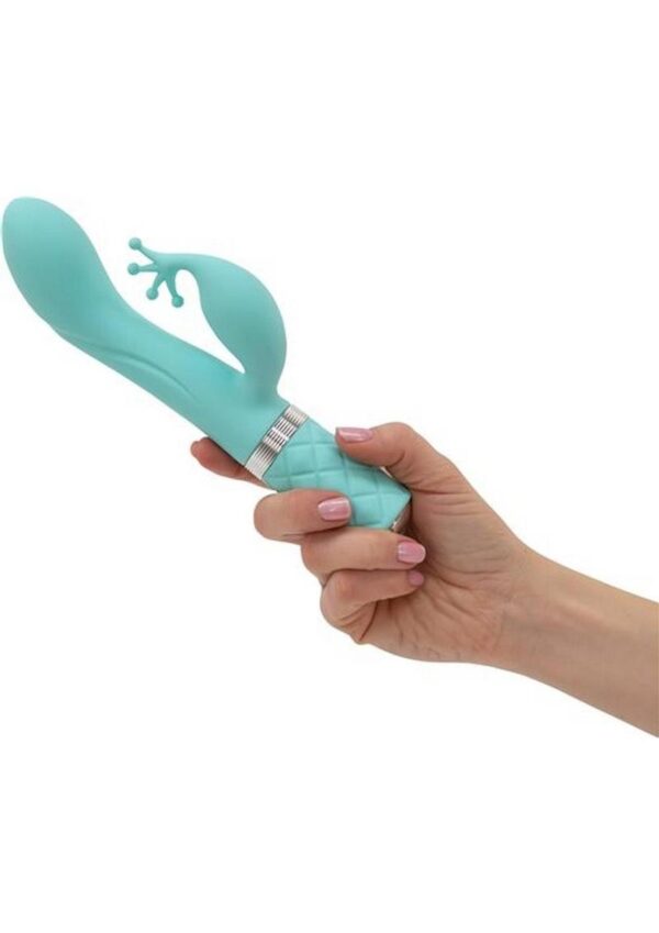 Pillow Talk Kinky Rechargeable Silicone Vibrator - Teal - Image 4