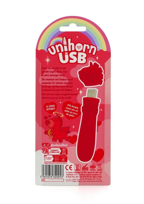 Unihorn Cupid`s Beau Rechargeable Silicone USB Bullet- Red - Image 4