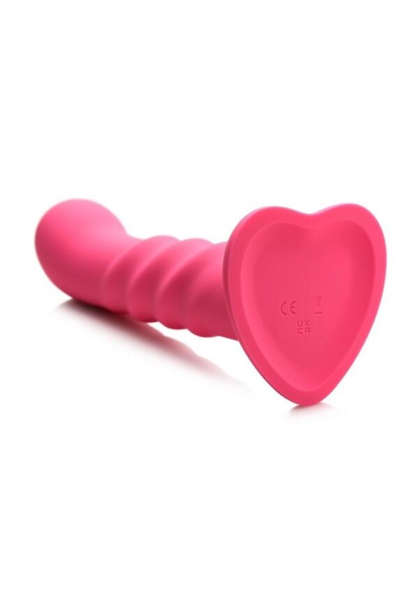 Simply Sweet 21X Vibrating Ribbed Rechargeable Silicone Dildo with Remote Control - Pink - Image 4