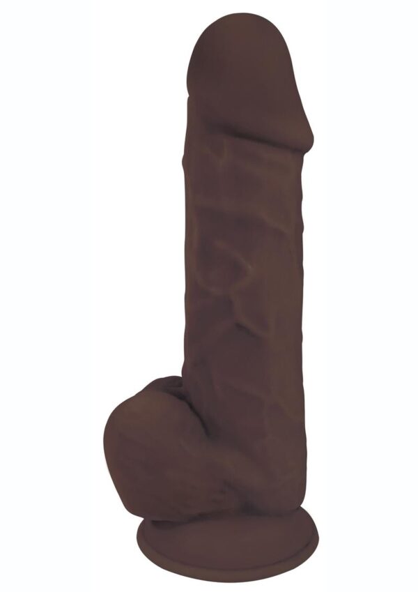 Fleshstixxx Dual Density Silicone Bendable Dong with Balls 8in - Chocolate - Image 2