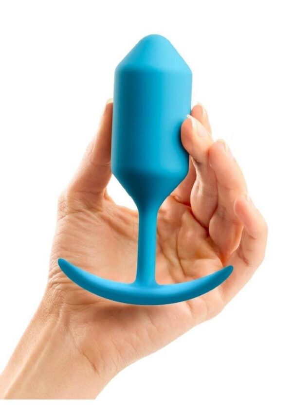 B-Vibe Snug Plug 3 Silicone Weighted Anal Plug - Teal - Image 4