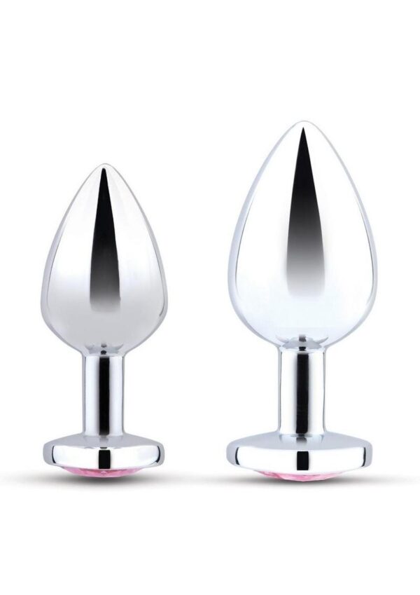 B-Vibe Jewel Metal Anal Plug Training Set (2 Piece) - Pink/Silver - Image 2