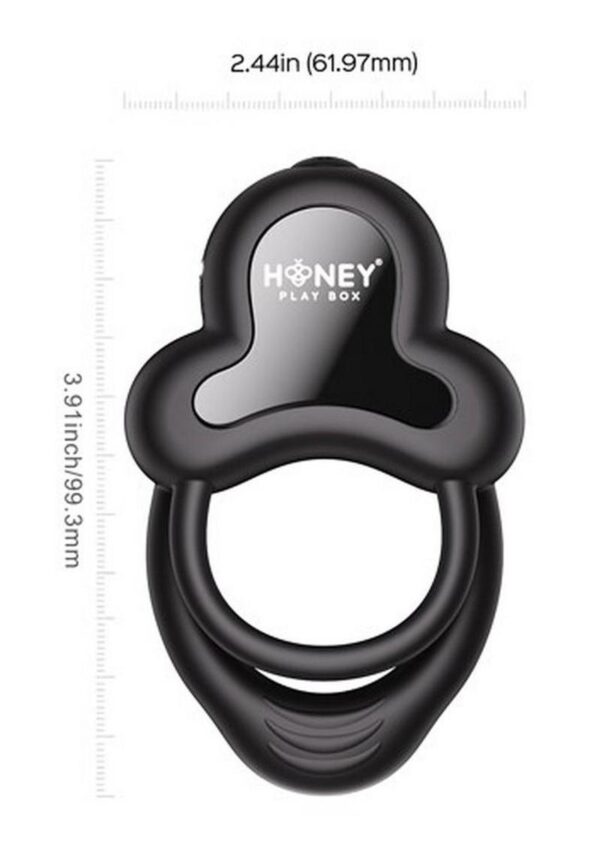 Anello App Control Vibrating Silicone Rechargeable Cock Ring with Clitoral Stimulator - Black - Image 3