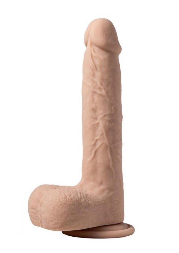 Luis App Controlled Real Thrusting Rechargeable Silicone Dildo with Clit Licker 8.5In - Caramel - Image 2