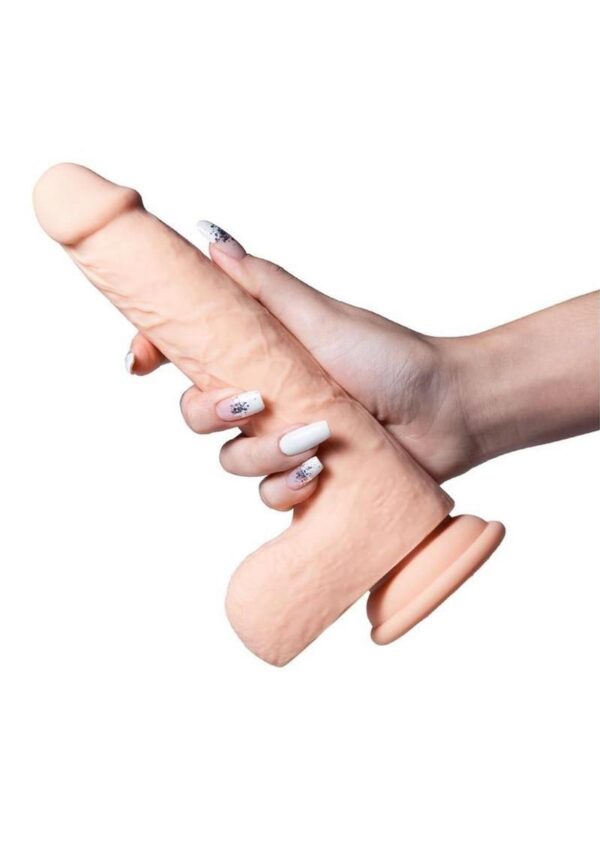 Luis App Controlled Real Thrusting Rechargeable Silicone Dildo with Clit Licker 8.5In - Caramel - Image 3