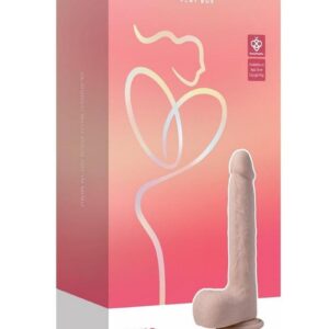 Luis App Controlled Real Thrusting Rechargeable Silicone Dildo with Clit Licker 8.5In - Caramel