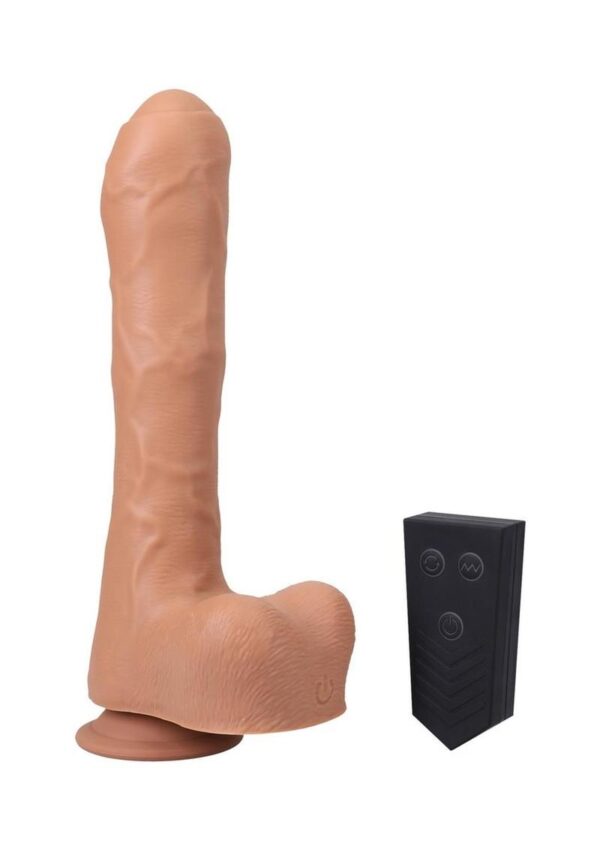 Fort Troff`s Uncut Thruster Rechargeable Silicone Mini Machine Dildo - Caramel - Image 3