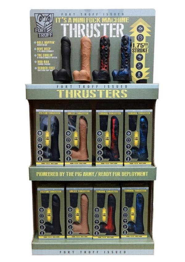 Fort Troff`s Thrusters Rechargeable Silicone Mini Machine Dildo Display - Assorted Colors