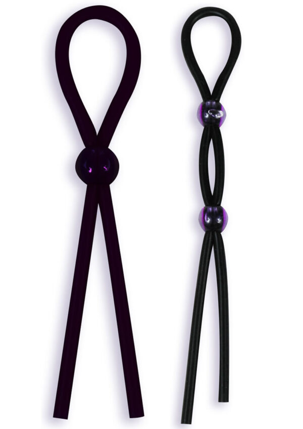 Silicone Adjustable Cock Ties (2 Piece Kit) - Black - Image 2