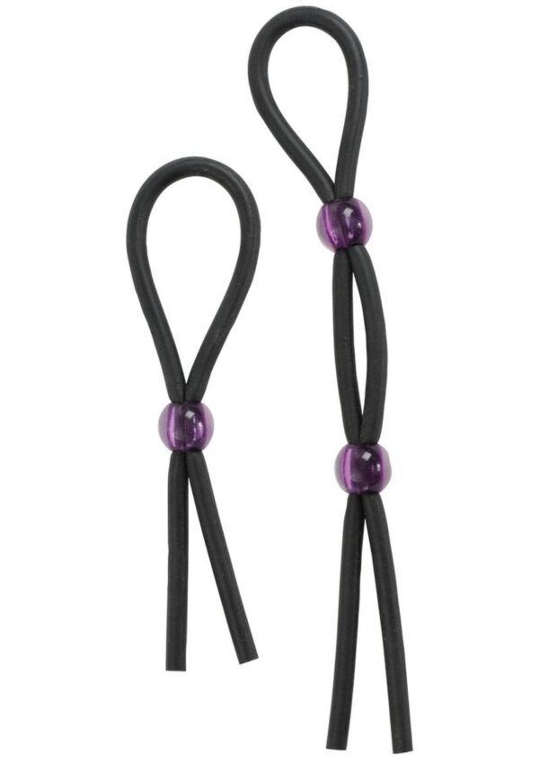 Silicone Adjustable Cock Ties (2 Piece Kit) - Black - Image 3