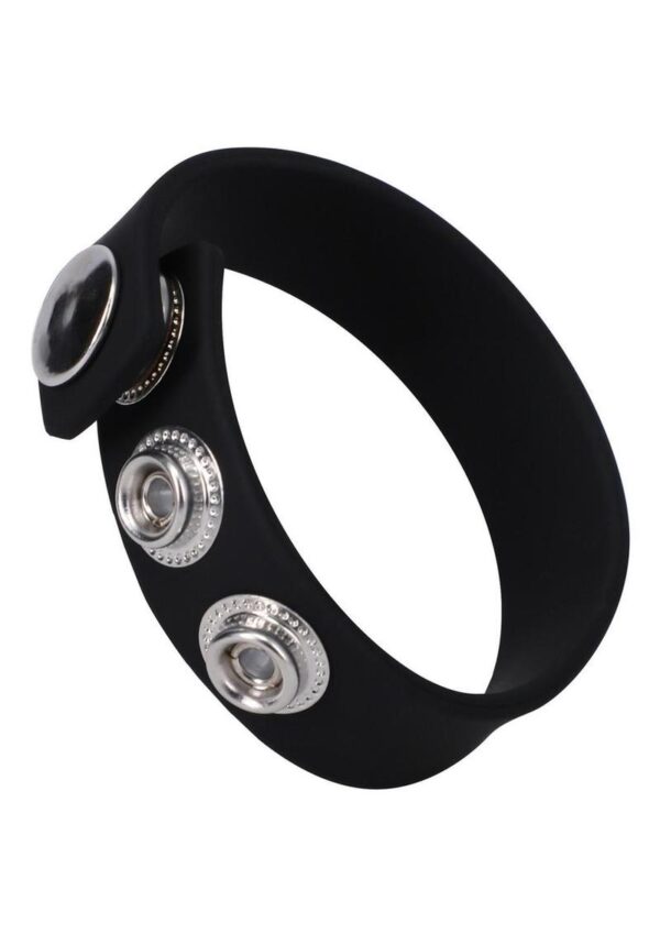 Rock Solid The Silicone 3-Snap Adjustable Cock Ring - Black - Image 3