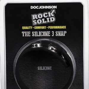 Rock Solid The Silicone 3-Snap Adjustable Cock Ring - Black