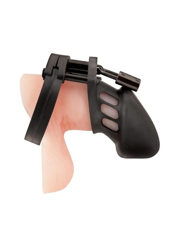 Silicone Chastity Cage - Black - Image 4