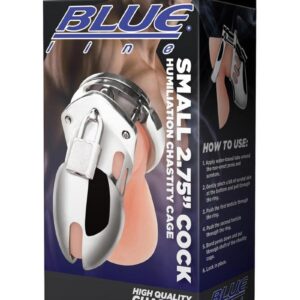 Blue Line Cock Humiliation Chastity Cage - Small 2.75in - Stainless Steel