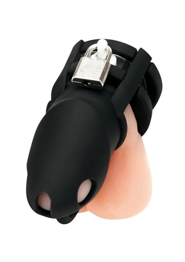 Blue Line Silicone Cock Cage with Ball Divider Small 2in - Black - Image 2