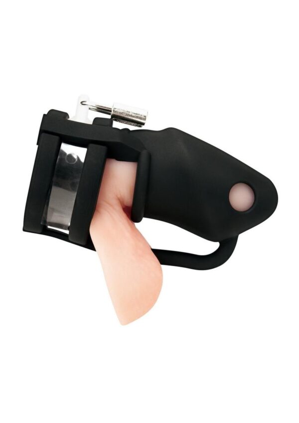 Blue Line Silicone Cock Cage with Ball Divider Small 2in - Black - Image 3