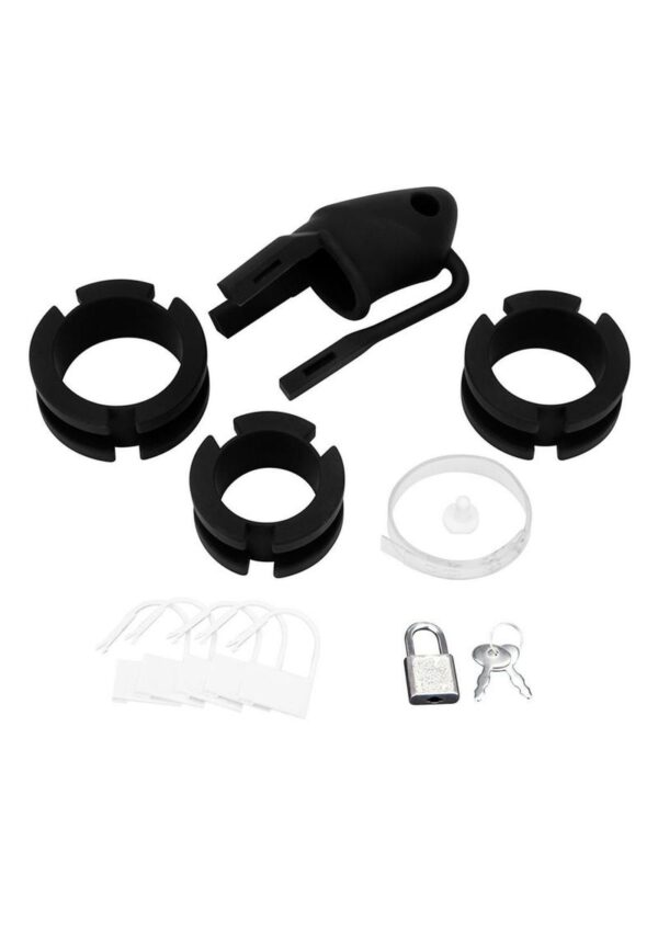Blue Line Silicone Cock Cage with Ball Divider Small 2in - Black - Image 4