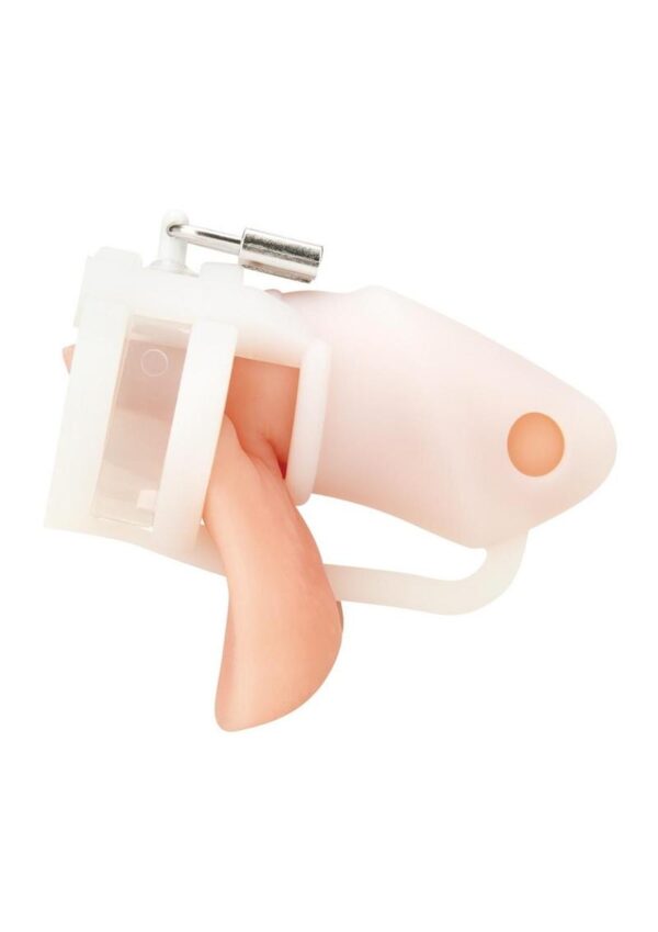 Blue Line Silicone Cock Cage with Ball Divider Small 2in - White - Image 3