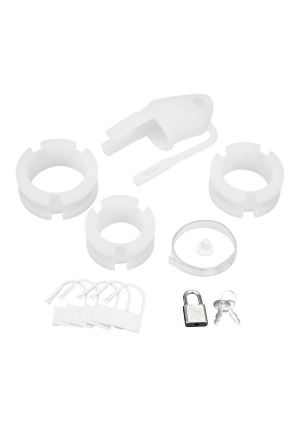 Blue Line Silicone Cock Cage with Ball Divider Small 2in - White - Image 4