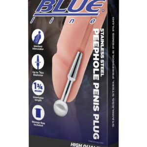 Blue Line Peephole Penis Plug - Stainless Steel