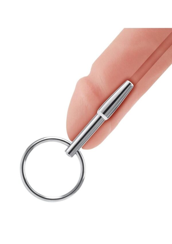 Blue Line Stainless Steel Penis Plug with Ring - Image 4