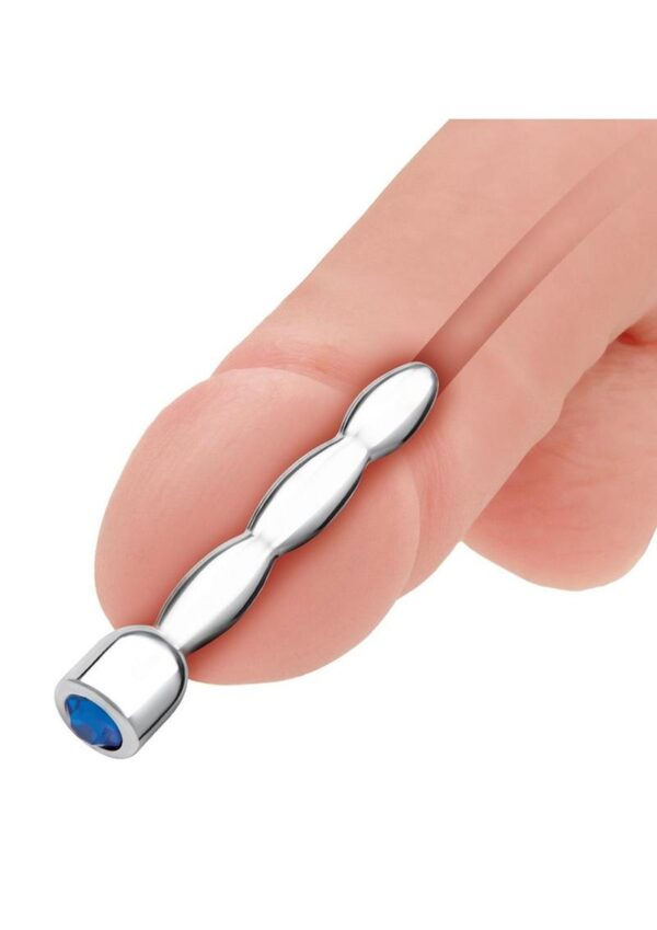 Blue Line Bling Bling Wavy Penis Plug 2in - Stainless Steel - Image 4