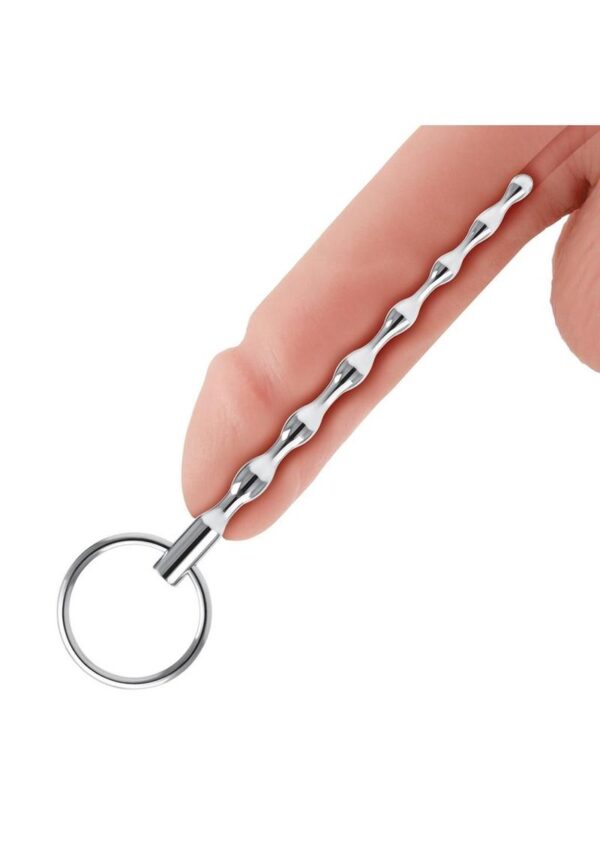 Blue Line Ribbed Urethral Sound 4.25in - Stainless Steel - Image 4