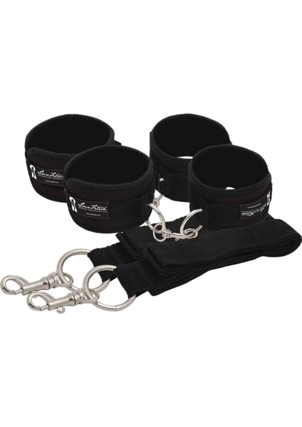 Lux Fetish Bed Spreader Restraint System (7 Piece Set) - Black - Image 2