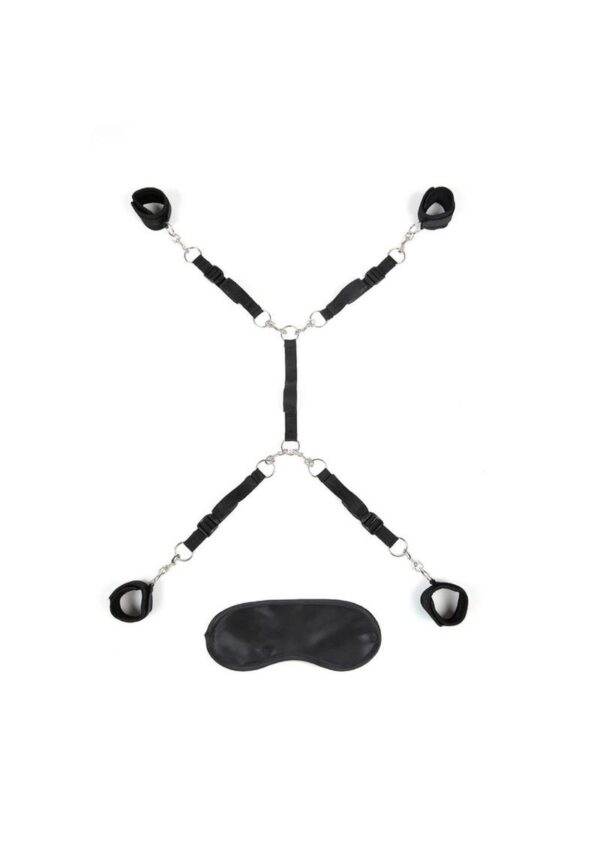 Lux Fetish Bed Spreader Restraint System (7 Piece Set) - Black - Image 4