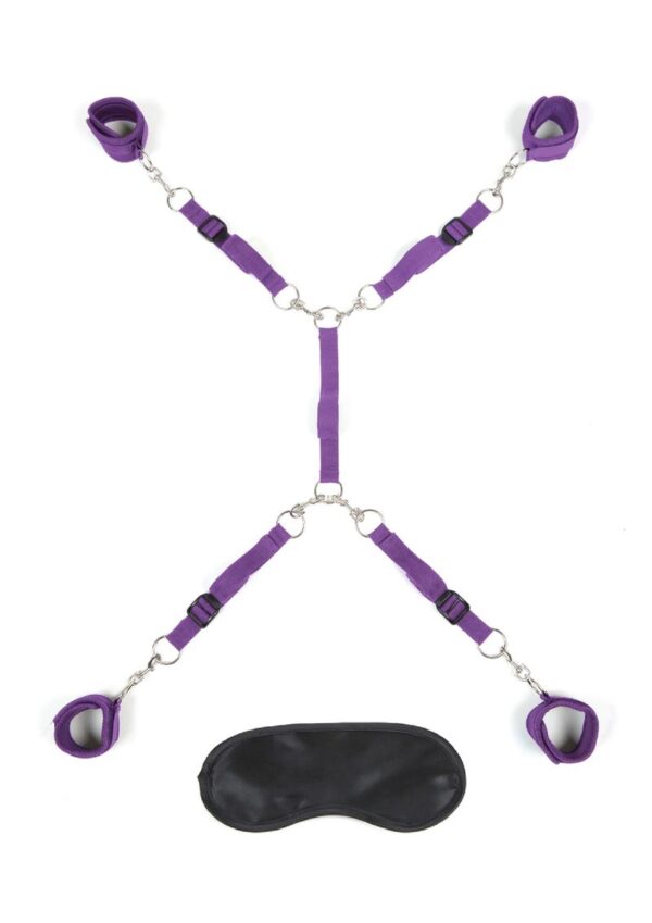 Lux Fetish Bed Spreader Restraint System (7 Piece Set) - Purple - Image 2