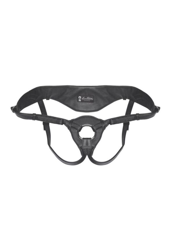 Lux Fetish Patent Leather Strap-On Harness Adjustable - Black - Image 2