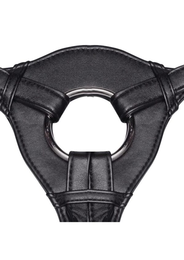 Lux Fetish Patent Leather Strap-On Harness Adjustable - Black - Image 4