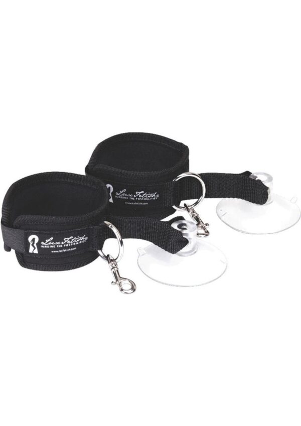 Lux Fetish Sexy Suction Shower Cuffs Adjustable (2 piece set) - Black - Image 2