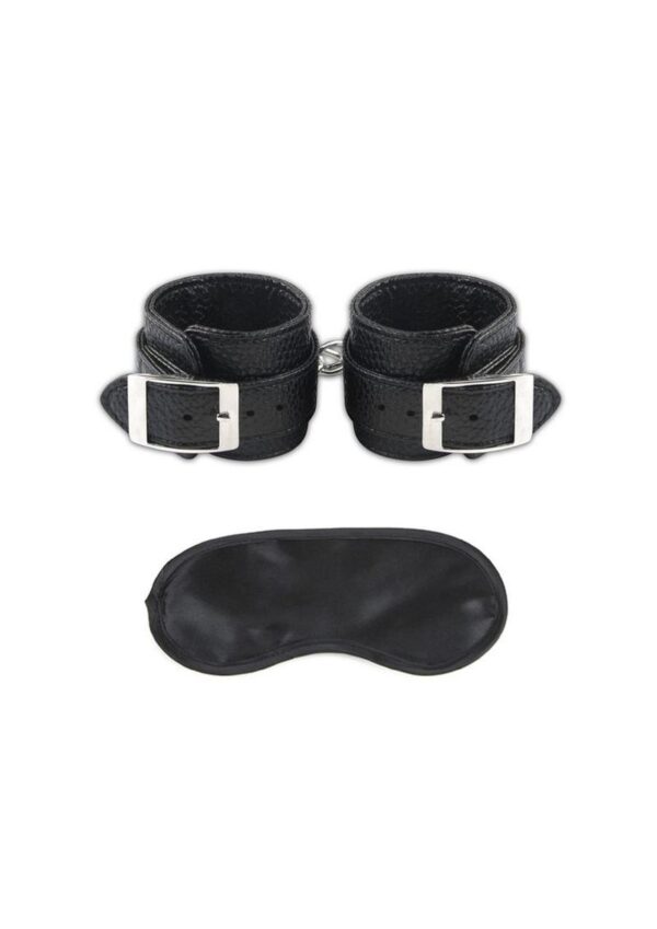 Lux Fetish Unisex Leatherette Cuffs Adjustable - Black - Image 3